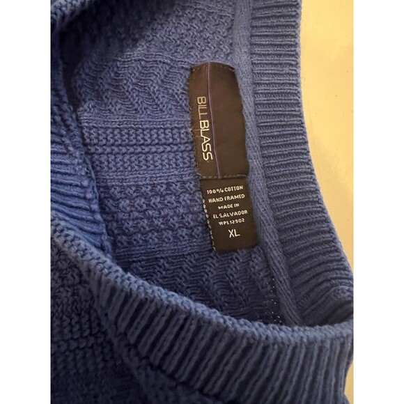 Vtg Bill Blass Mens XL Cable Knit Hand Framed USA Royal Blue Fisherman Crewneck - Picture 3 of 4